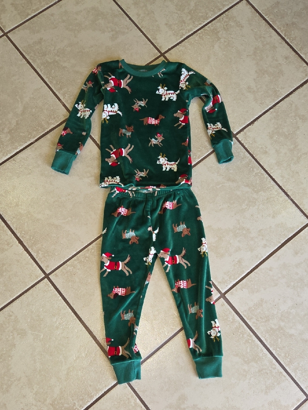 Carter's Green Holiday Reindeer Pajama Set